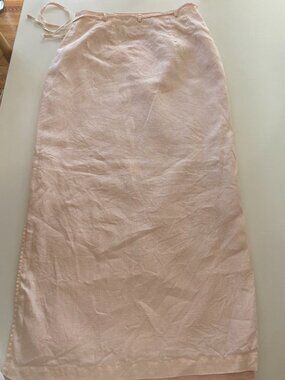 Liz Claiborne powder pink wrap skirt 100% linen sz 6
